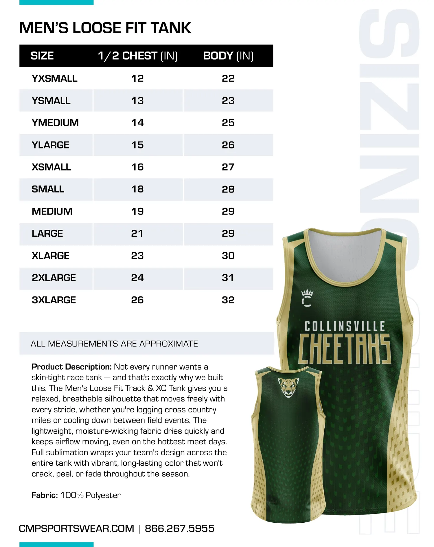 Men's Track & Field/XC Size Chart — page 2