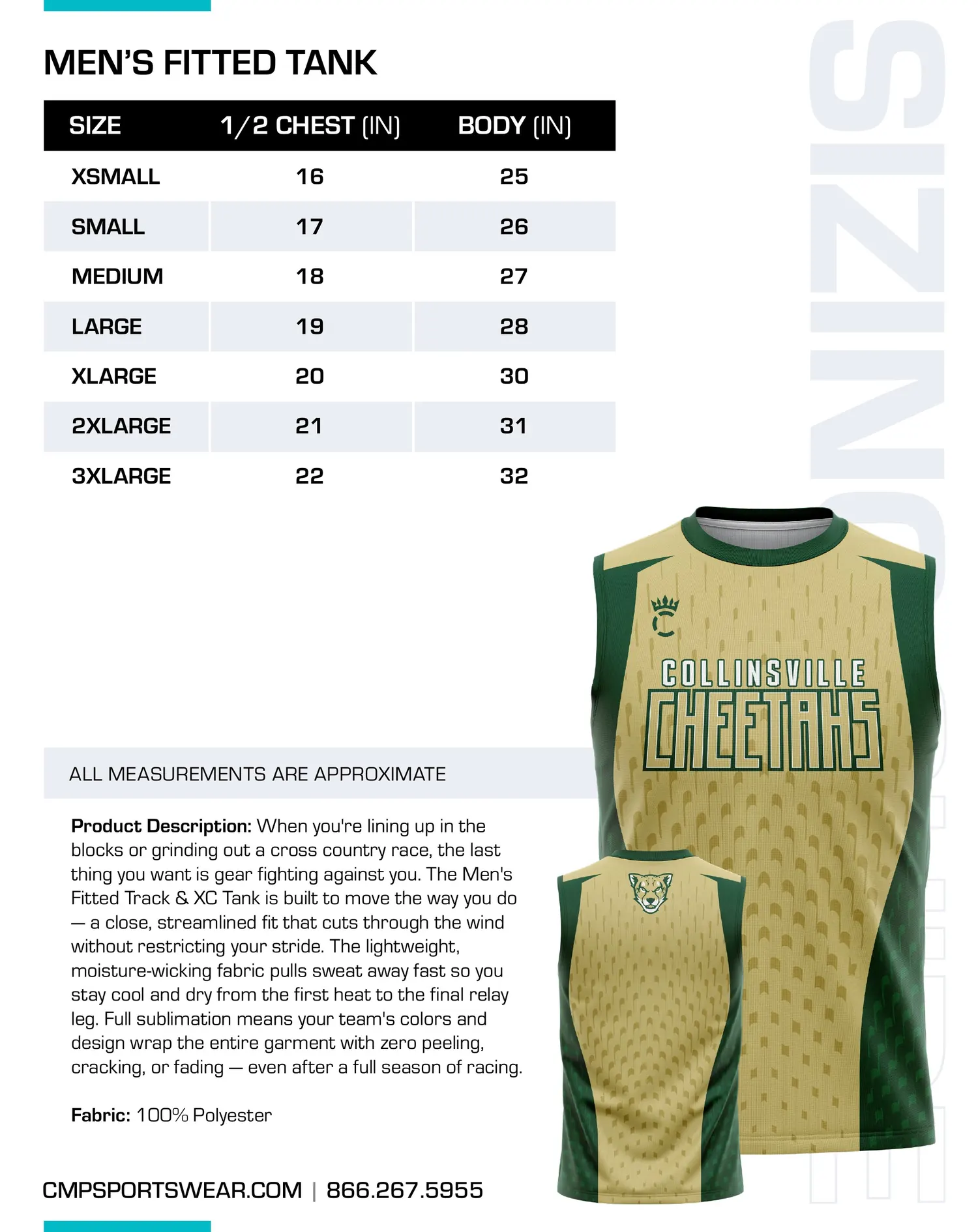 Men's Track & Field/XC Size Chart — page 3
