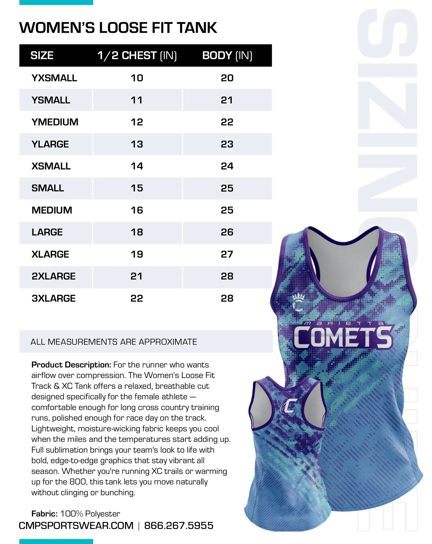 Women's Track & Field/XC Size Chart — page 2