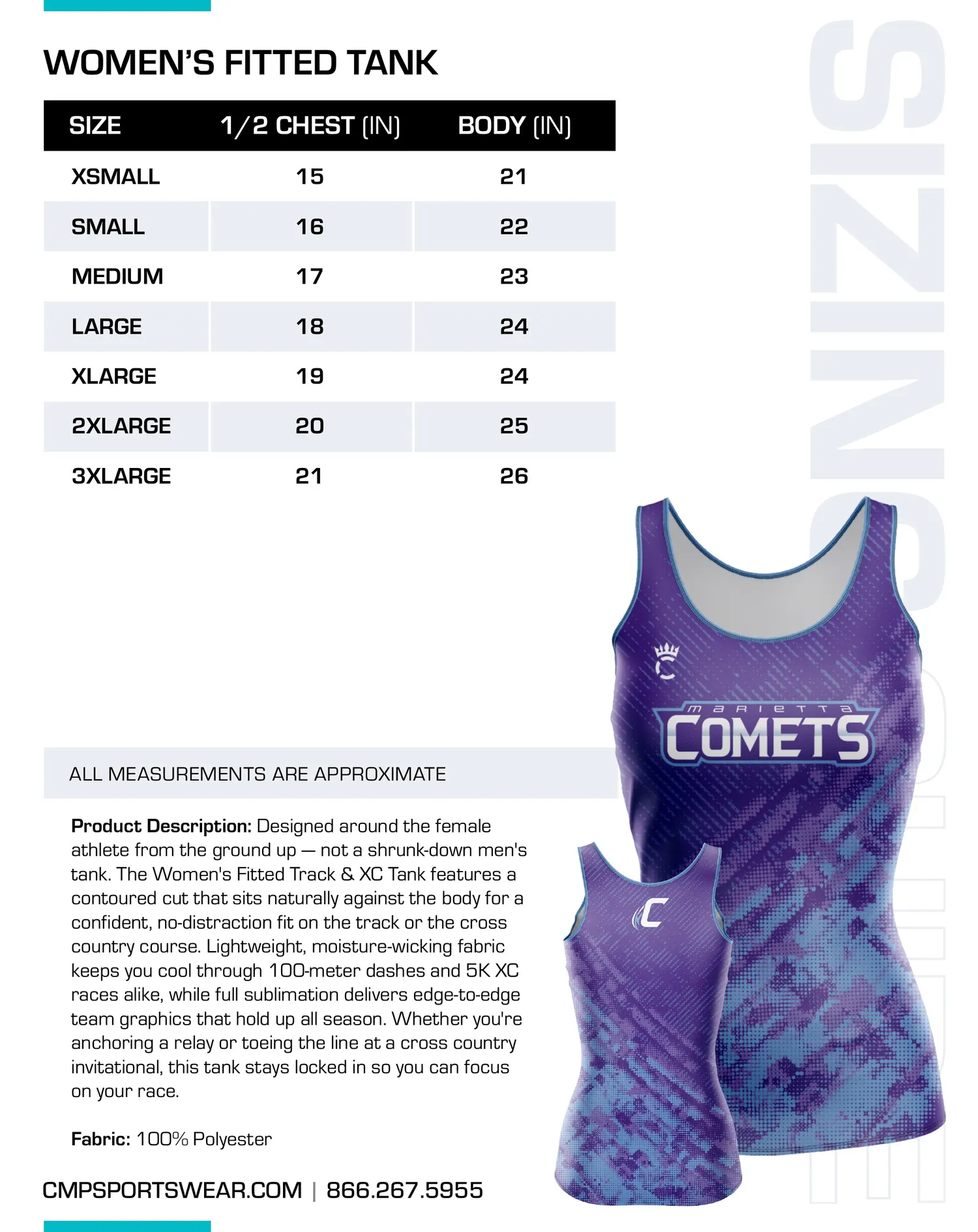 Women's Track & Field/XC Size Chart — page 3