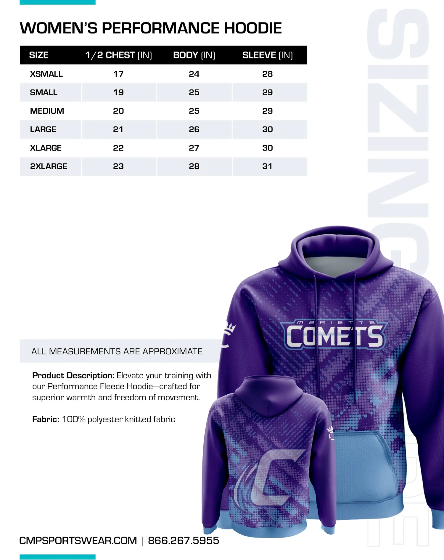 Women's Track & Field/XC Size Chart — page 11