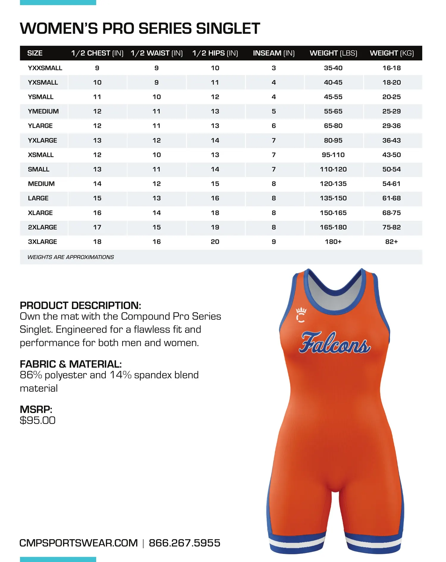 Women's Wrestling Size Chart — page 2